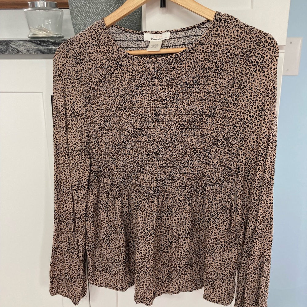 Large Rayon Animal print Babydoll Top with Elastic Gathers around chest